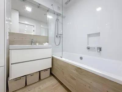 Mieszkanie na sprzedaż Łódź — Widzew - nowoczesna Łazienka w jasnych kolorach